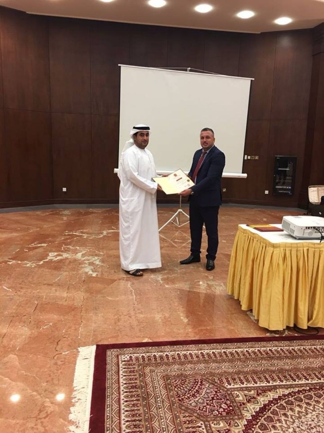 Certificate presentation, UAE Ministry of Defence