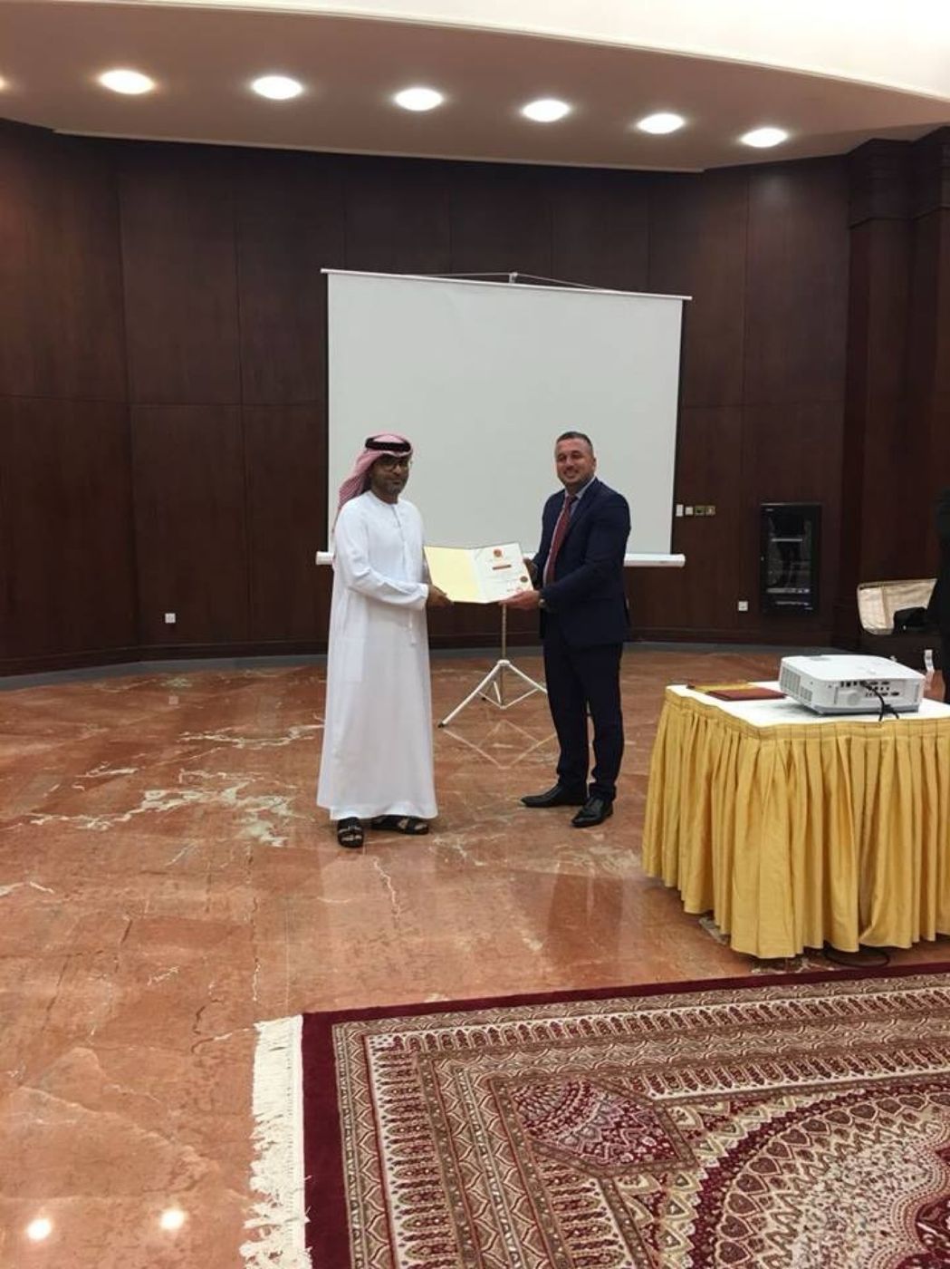 Certificate presentation, UAE Ministry of Defence