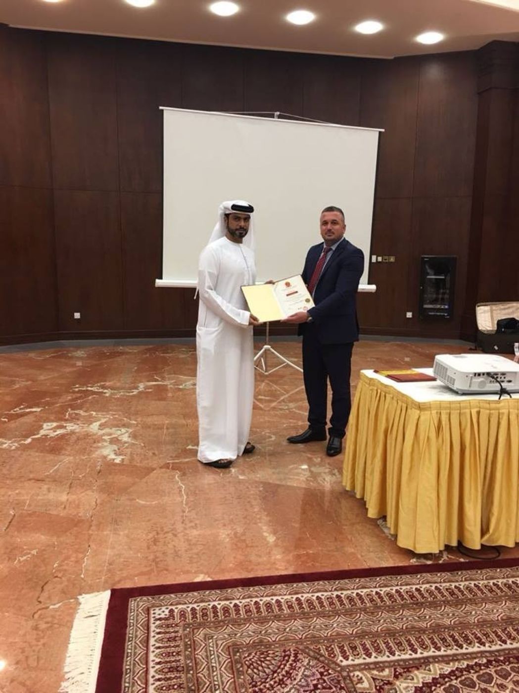 Certificate presentation, UAE Ministry of Defence